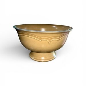 1980s PFaltzgraff tan&blue footed pedestal bowl #565